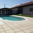 Landhaus platňa žltá + bazénová obruba a antikorový žľab